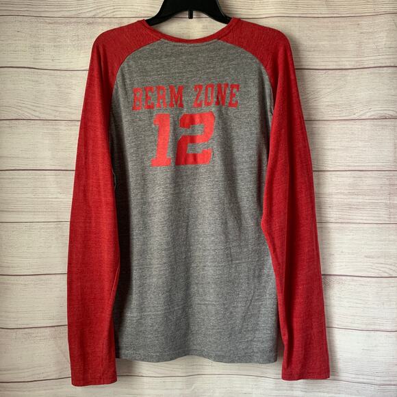 Adidas Heathered Gray Red Nebraska Cornhusker BERM ZONE Baseball Raglan Shirt L - Picture 6 of 10